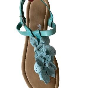 Italian Designer Suede Thong Sandals Turquoise 9.5